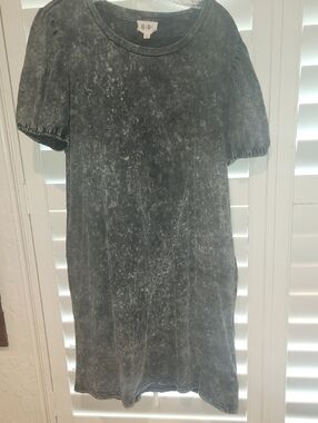 BiBi Washed Charcoal Puff-Sleeve Mini Dress